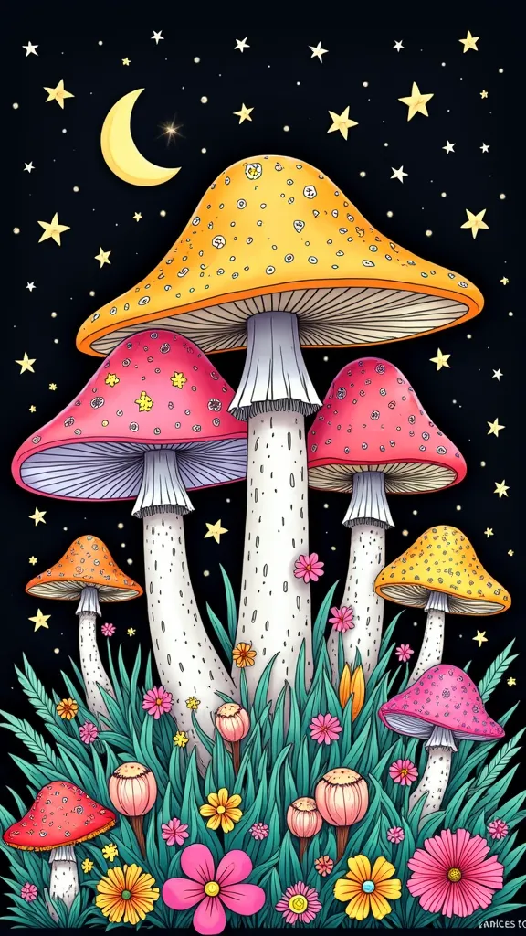 magic mushroom coloring pages